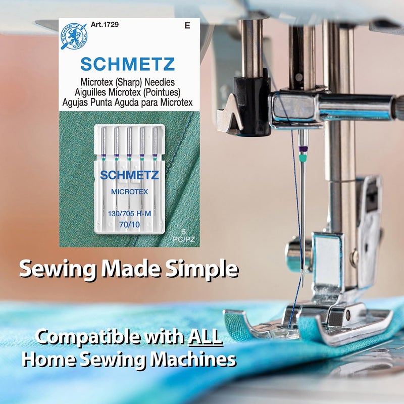 SCHMETZ Microtex Sharp Sewing Machine Needles - Quilting & Topstitching Supplies, Size 70/10, 5-Needle Card, Pack of 1 - Image 2